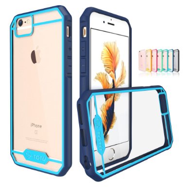 iPhone 6S Plus Case TOTU Hybrid Bumper Scratch Proof Crystal Clear Protective Case with Clear Back Panel for Apple iPhone 6 Plus 2014  iPhone 6S Plus 2015 DarkBlueSky Blue