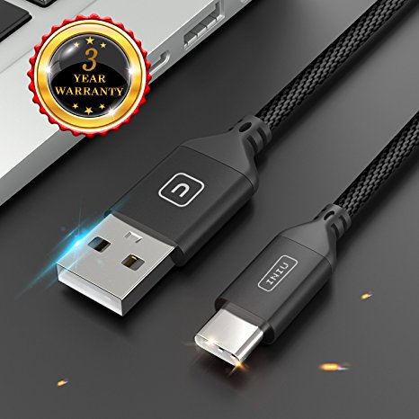 【2 Pack】INIU USB Type C Cable 3.3ft Fast Charging Cable with Organizing Strap Nylon Braided Aluminum Connector Durable Charging Cord for Samsung Note 8 Galaxy S8 Plus Pixel OnePlus LG and More