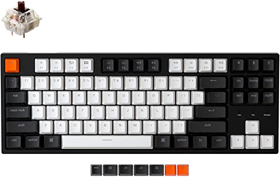 Keychron C1 RGB Hot-swappable Wired Mechanical Gaming Keyboard for Mac Layout, Tenkeyless 87 Keys Gateron Brown Switch Double-Shot ABS Keycaps USB Type-C Cable Computer Keyboard for Windows PC Laptop