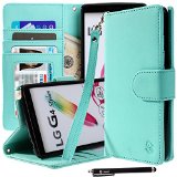 LG G Stylo Case LG G4 Stylus Case Style4U Premium PU Leather Stand Wallet Case with ID Credit Card  Cash Slots for LG G Stylo  LG G4 Stylus LS770  1 Stylus Mint Green