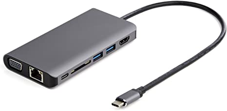 StarTech.com USB C Multiport Adapter - USB-C Mini Travel Dock w/ 4K HDMI or 1080p VGA - 3x USB 3.0 Hub, SD, GbE, Audio, 100W PD Pass-Through - Portable Docking Station for Laptop/Tablet (DKT30CHVAUSP)