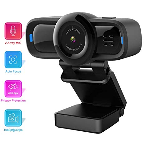 1080P Webcam with Microphone,Auto Focus Webcam,Built-in 2 Array Mic Webcam, Computer Camera Web Camera PC Webcam for Video Calling Recording Conferencing,Webcam with Privacy Protection Button