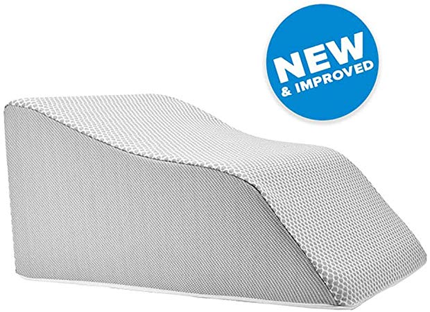 Lounge Doctor Elevating Leg Rest Pillow Wedge Foam w Heather Grey Cover Medium 18" Foot Pillow Leg Support Leg Swelling Vein Issues Lymphedema Restless Legs Pregnancy