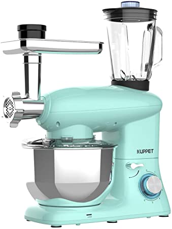 KUPPET 3 in 1 Stand Mixer, 6 Speed Electric Mixer, Tilt Head Kitchen Mixer with Meat Grinder and Juice Blender, 6 Quarts 850W Food Mixer - Blue