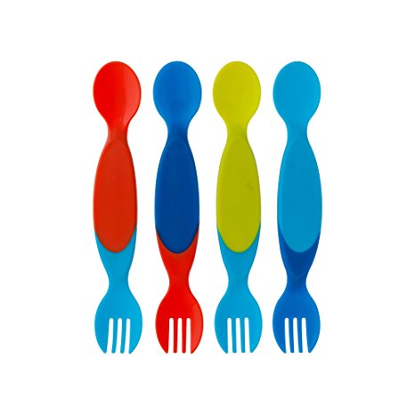 The First Years Two for One Toddler Utensils ,Colors May Vary (Pack of 4)