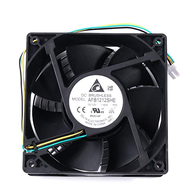 120mm PC Fan High Speed - Delta AFB1212SHE 2018 Updated Version High Speed 12V DC 120mm 3Pin PC Computer CPU Case Exhaust Muffin Fan 200CFM With Metal Finger Guard Grill