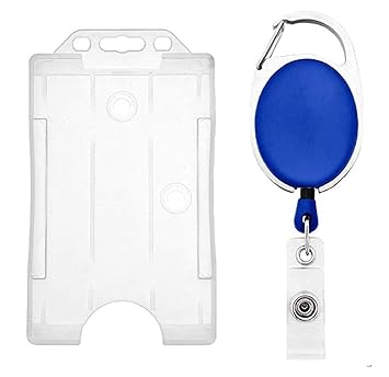 PRESTO Transparent ID Card Holder with Blue YOYO (Vertical and Horizontal) 2 in 1 (Pack of 1)