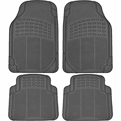 U.A.A. Inc. All weather Rubber Front Rear Rubber Floor Mats Set for Car Truck Suv Van (Gray)