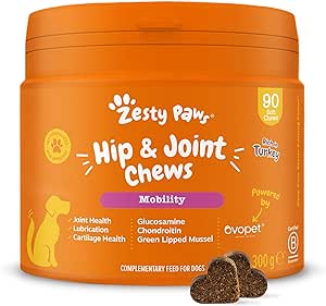 Zesty Paws Hip & Joint Mobility & Joint Supplement for Dogs | Hip and Joint Dog Chews | Contains Glucosamine and Chondroitin, Ovopet and Vitamins C and E | Supports Dog Joint Relief | 90 Pcs