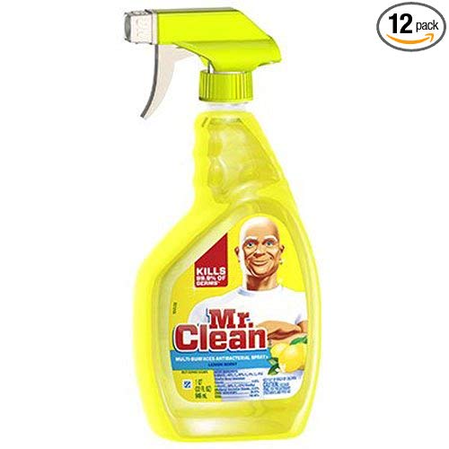 Mr. Clean Lemon Scent Multi Surfaces Antibacterial Spray, 32-Fluid Ounces Bottles (Pack of 12)