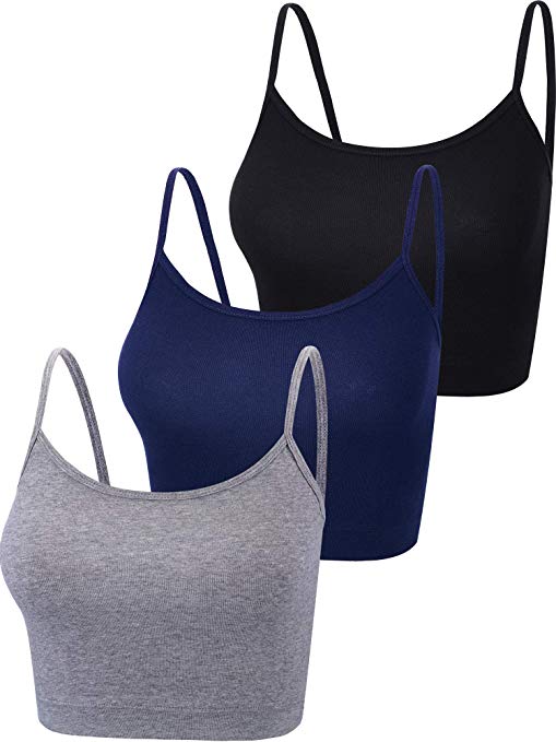 Boao 3 Pieces Spaghetti Strap Tank Camisole Top Crop Tank Top for Sports Yoga Sleeping