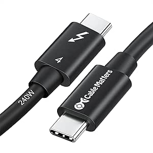 Cable Matters [Intel certificado 1 m Cable Thunderbolt 4 USB 4 de 40 Gbps para vídeo 8K y Carga a 240W - retrocompatible con Thunderbolt 3 y USB C