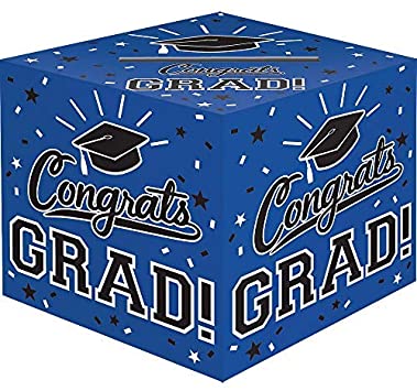 Amscan Grad Cardholder Box, 12" x 12" x 12", Blue