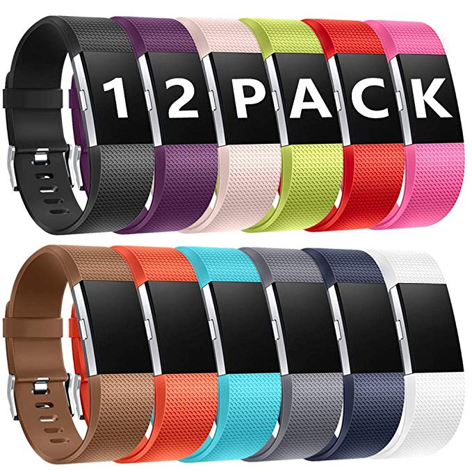 Zekapu For Fitbit Charge 2 Strap, Adjustable Sport Replacement Wristband with Classic Stainless Buckle Compatible for Fitbit Charge 2, Large Small