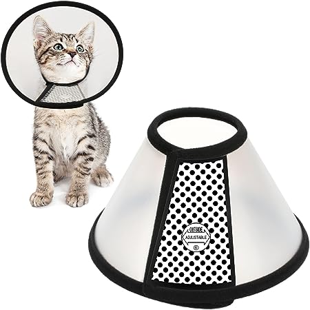 Depets Adjustable Recovery Pet Cone E-Collar for Cats Puppy Rabbit, Plastic Elizabeth Protective Collar Wound Healing Practical Neck Cover