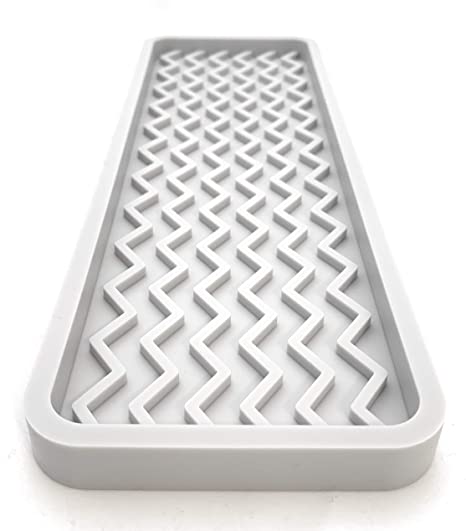 Happitasa Silicone Kitchen Sink Organizer Tray (Light Grey, 12"x4")