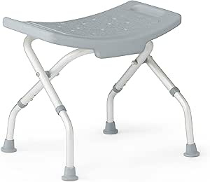 Medline Folding Shower Chair Without Back, Bath Chair supports up to 250lbs.