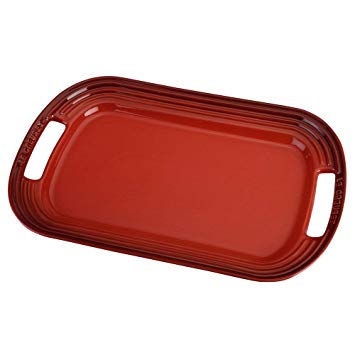 Le Creuset Stoneware 16" Oval Serving Platter, Cerise (Cherry Red)