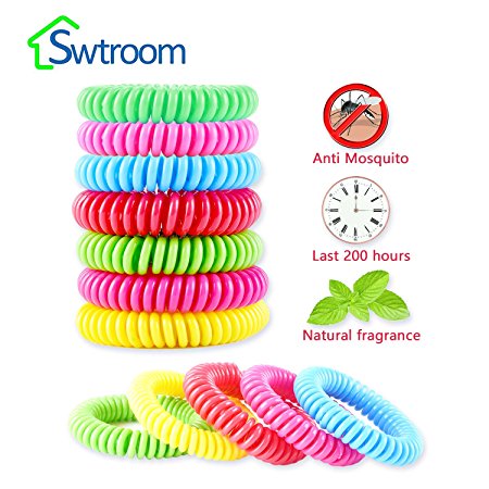 Swtroom Mosquito Repellent Bracelets Bands ,Deet-Free,Non-Toxic,Plants Oil Based, Natural Wristbands,200Hrs of Protection Against Mosquitoes and Insects - Premium Pest Control,（12-pack）