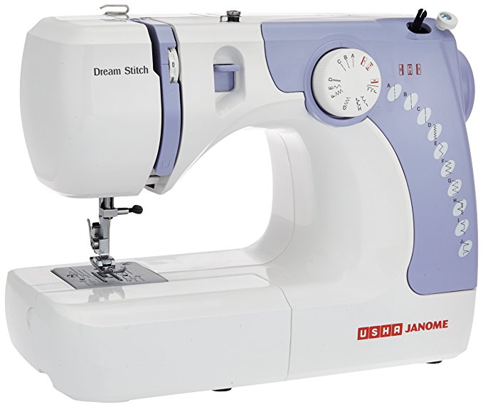 Usha Janome Dream Stitch Automatic Zig-Zag Electric Sewing Machine (White And Blue)