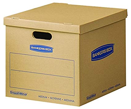 Bankers Box SmoothMove Classic Moving Boxes, Tape-Free Assembly, Easy Carry Handles, Medium, 18 x 15 x 14 Inches, 20 Pack (8817202)