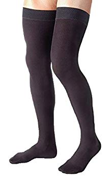 Mens Thigh High with Grip Top Fim Suppport 20-30mmHg- Black, 2XL- Absolute Support-Made in USA (2XL, Black)