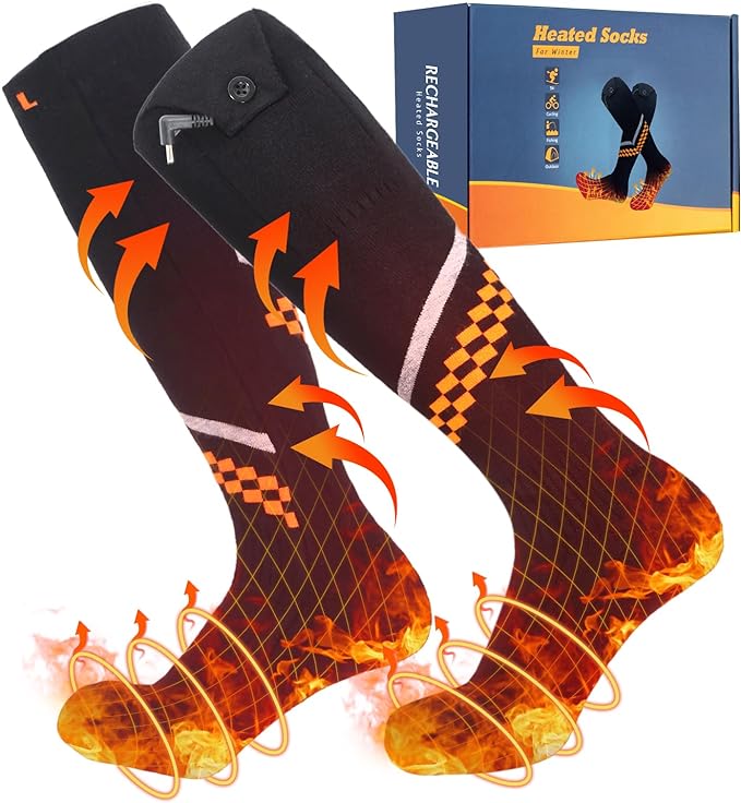 Heated Socks for Men Women,Electric Socks Washable,5000mAh Rechargeable Heated Socks, Fast & Long-Lasting Heating Socks for Skiing Hiking Hunting Biking Camping and Outdoor Work, Winter Gift