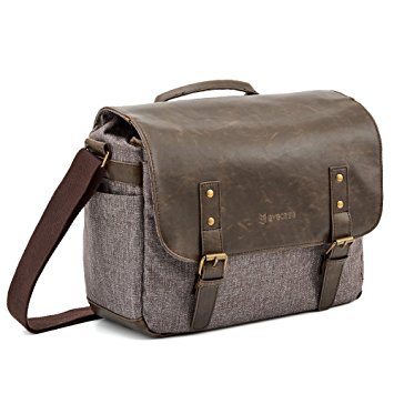 Messenger DSLR Camera Bag, Evecase Urban Life PU Messenger Camera Bag For Nikon / Sony / Canon SLR Series Digital Cameras - Brown