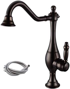 KES L6230-3 Classic Single Handle High Arc Kitchen Sink Faucet with Swivel Spout, Antique Brass