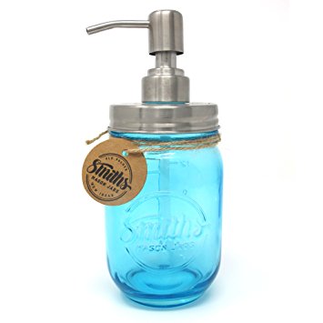 Rust Proof Smith's Mason Jar Lotion dispener & Soap Dispenser Perfect for the Kitchen or the Bathroom, Makes a Great Gift! (Cobalt Blue)