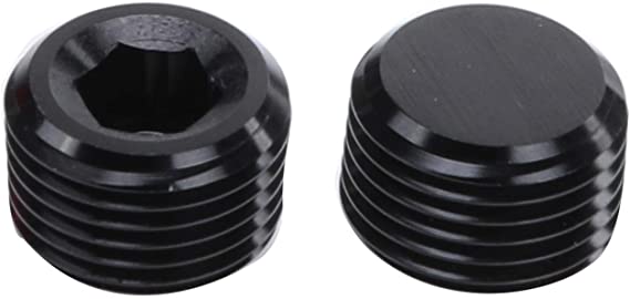 AC PERFORMANCE Black Aluminum 3/8" NPT Male Socket Allen Head Pipe Plugs, Pack of 2