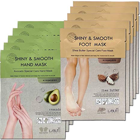 LABUTE Avocado Special Care Hand Foot Mask Sheet 10EA (Hand 5EA  Foot 5EA)
