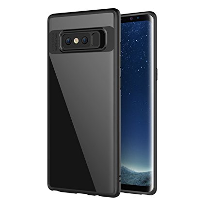 Samsung Galaxy Note 8 Case,Pretid Acrylic Hard back Air Cushion Technology and Soft TPU Edge Scratch-Resistant for Galaxy Note 8 (Black)