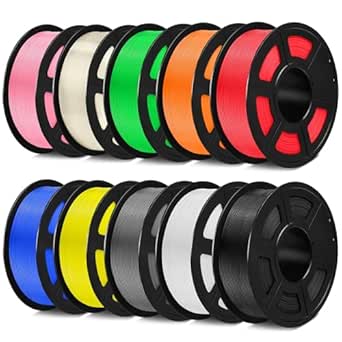 SUNLU PETG Filament 1.75mm 10KG Bundle, Individually Vacuum-sealed, 3D Printer Filament 10kg, 1kg per Spool, 10 Pack, 10 Colors, Black White Grey Blue Red Green Orange Yellow Pink Transparent