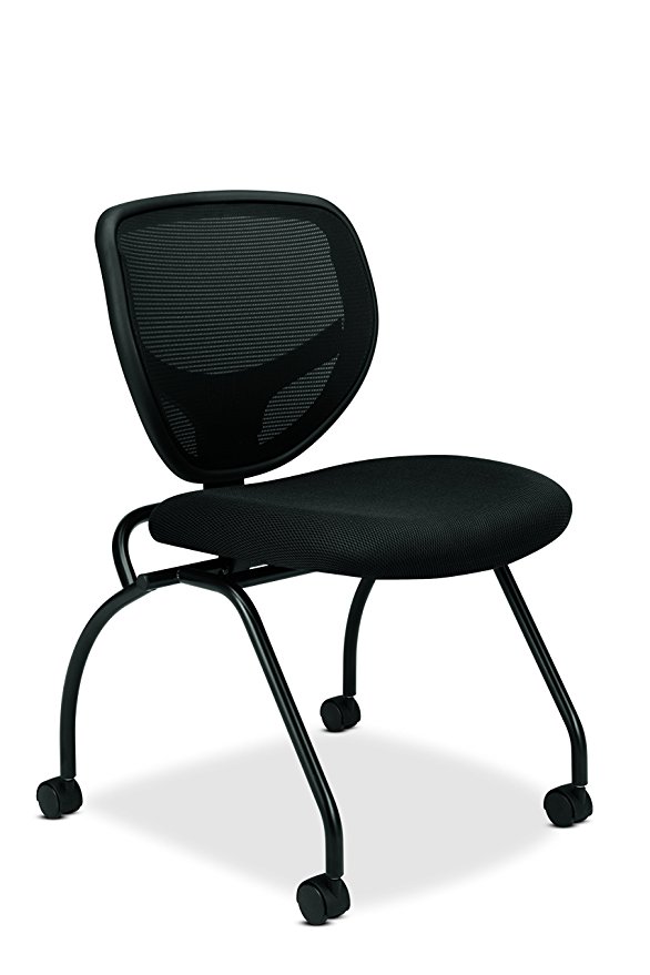 HON Guest Chair - Mesh Stacking Chairs and Folding Chairs Office Furniture, Armless, Black, Set of 2 (VL302)