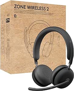 Logitech Zone Wireless 2 Premium Noise Canceling Headset with Hybrid ANC, Bluetooth, USB-C, USB-A, Certified for Zoom, Google Meet, Google Voice, Fast Pair, Graphite