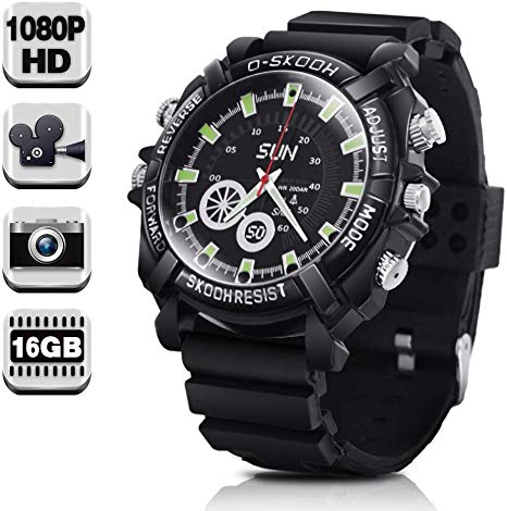 1080P HD Hidden Camera Watch - Wearable Secret Video Camcorder Support Photo Taking, 16GB Memory Built-in