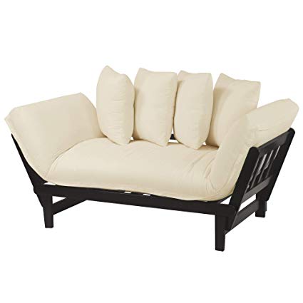 Casual Home Casual Lounger Sofa Bed Fabric Cover, Single, Espresso Frame/Ivory