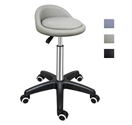 Grace & Grace Professional Gilder Series with Backrest Comfortable Seat Rolling Swivel Pneumatic Adjustable Heavy Duty Stool for Shop, Salon, Office and Home