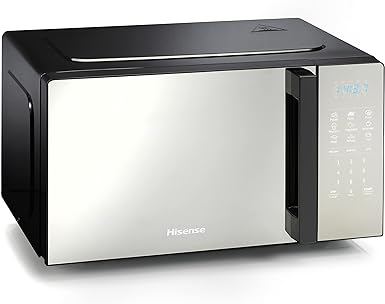 Hisense 700 Watts 20 Litre Black Digital Solo Microwave Oven With 800W Grill H20MOMBS4HGUK Automatic Defrost, 9 Auto Cook Menus, Clock & Timer, Easy Clean