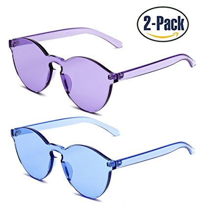 Samto One Piece Sunglasses, 1 or 2 Pack pc lens rimless colorful womens sunglasses