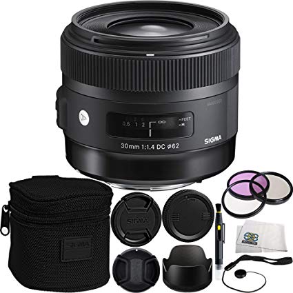 Sigma 30mm f/1.4 DC HSM Art Lens for Nikon Bundle Includes Manufacturer Accessories   3 PC Filter Kit   Lens Cap   Lens Pen   Cap Keeper   Microfiber Cleaning Cloth