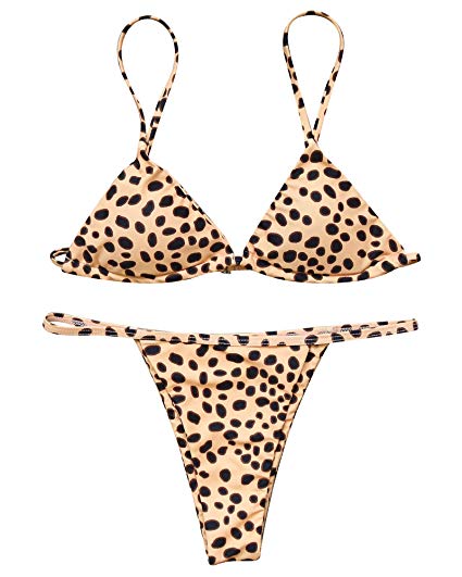 MOSHENGQI Women Sexy Brazilian Bikini 2 Piece Spaghetti Strap Top Thong Swimsuit Bathing Suit