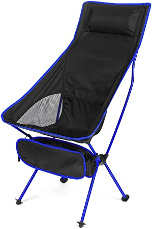 Esup Camping Chair with Headrest, Ultralight Portable Compact Folding Beach Chairs with Carry Bag for Outdoor Camping, Backpacking, Hiking