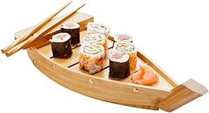 Restaurantware 13 Inch Sushi Boat Serving Tray 1 Durable Sushi Boat - Sturdy Easy To Clean Bamboo Sushi Wooden Boat Small For Sushi Or Appetizers