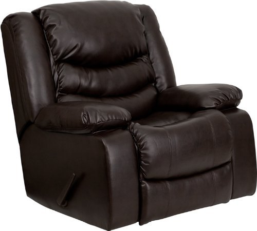 Bonded Leather Rocker Recliner Living Room Chair Black  Brown Brown