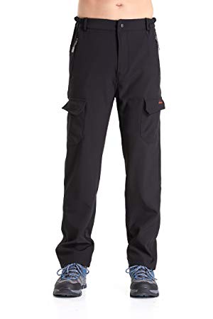 Men's Fleece-Lined Ski Cargo Pants - Warm, Breathable, Water and Wind-Resistant
