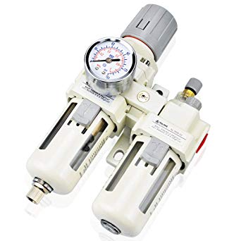 Tailonz Pneumatic 3 in 1 Oil Air Pressure Regulator Filter 3/8 Inch NPT AC3010（0-150PSI）Filter with Lubricator Cup for Air Tools System