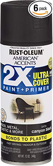 Rust-Oleum 327916-6 PK American Accents Spray Paint, Satin Canyon Black