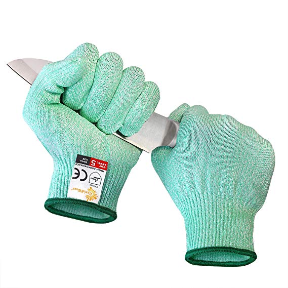 EVRIDWEAR Cut Resistant Gloves, Food Grade Level 5 Safety Protection Kitchen Cuts Gloves For cutting, Chopping, Fish Fillet, Mandolin Slicing and Yard-Work (Medium, Green)